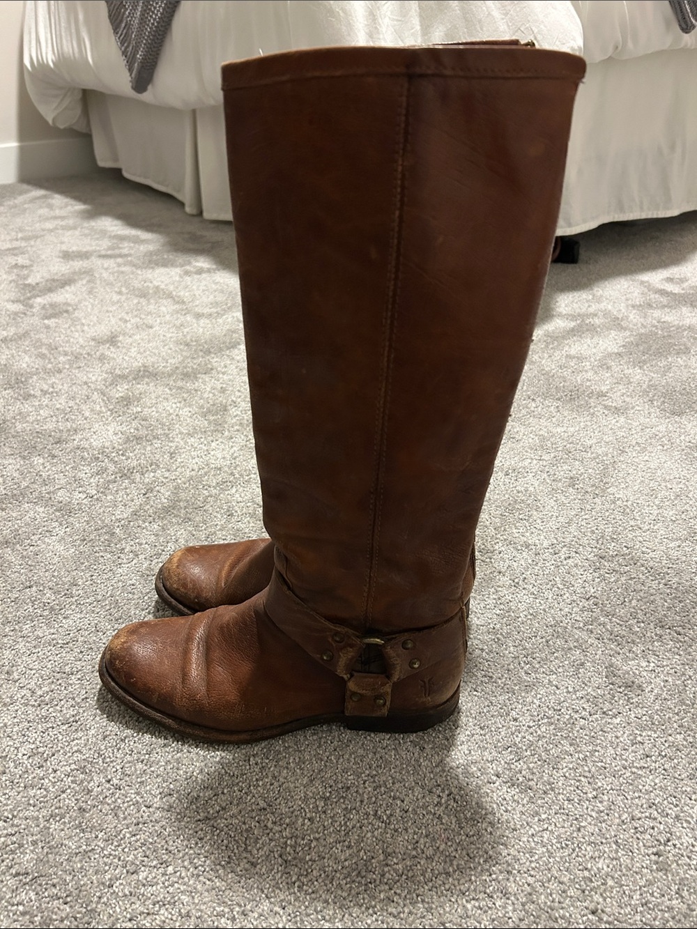 Frye Tall Brown Leather Harness Boots